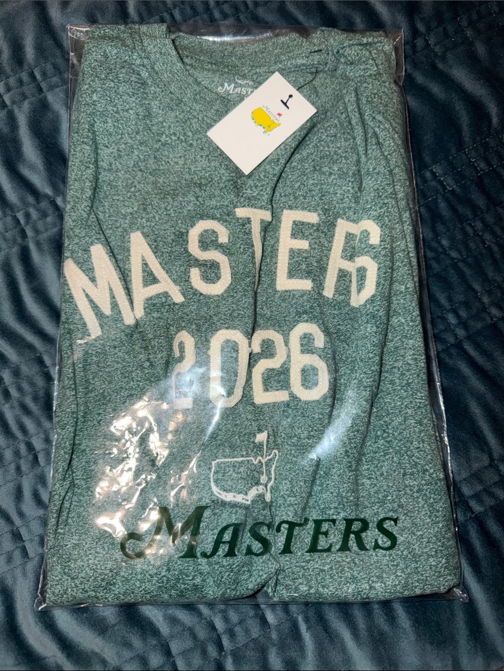 Masters Green Heather Crewneck T-shirt with Stitched Logo 2026